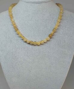 Gold Beril Taşı 8mm Kolye (Klipsli)