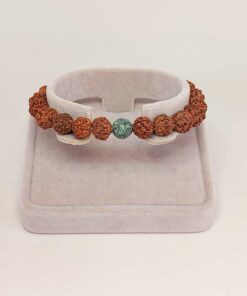 Alternative view of Afrika Turkuazı Taşlı Rudraksha Tohum Unisex Bileklik 8mm