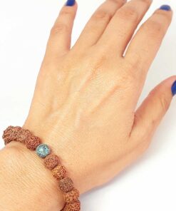 Afrika Turkuazı Taşlı Rudraksha Tohum Unisex Bileklik 8mm