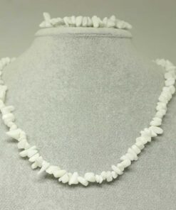 Beyaz Kuvars Taşı Küçük Taşlar Kolye & Bileklik Seti (22255)