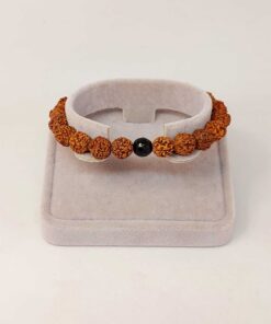 Alternative view of Golden Obsidyen Taşlı Rudraksha Tohum Unisex Bileklik 8mm