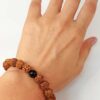 Golden Obsidyen Taşlı Rudraksha Tohum Unisex Bileklik 8mm