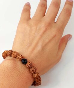 Golden Obsidyen Taşlı Rudraksha Tohum Unisex Bileklik 8mm