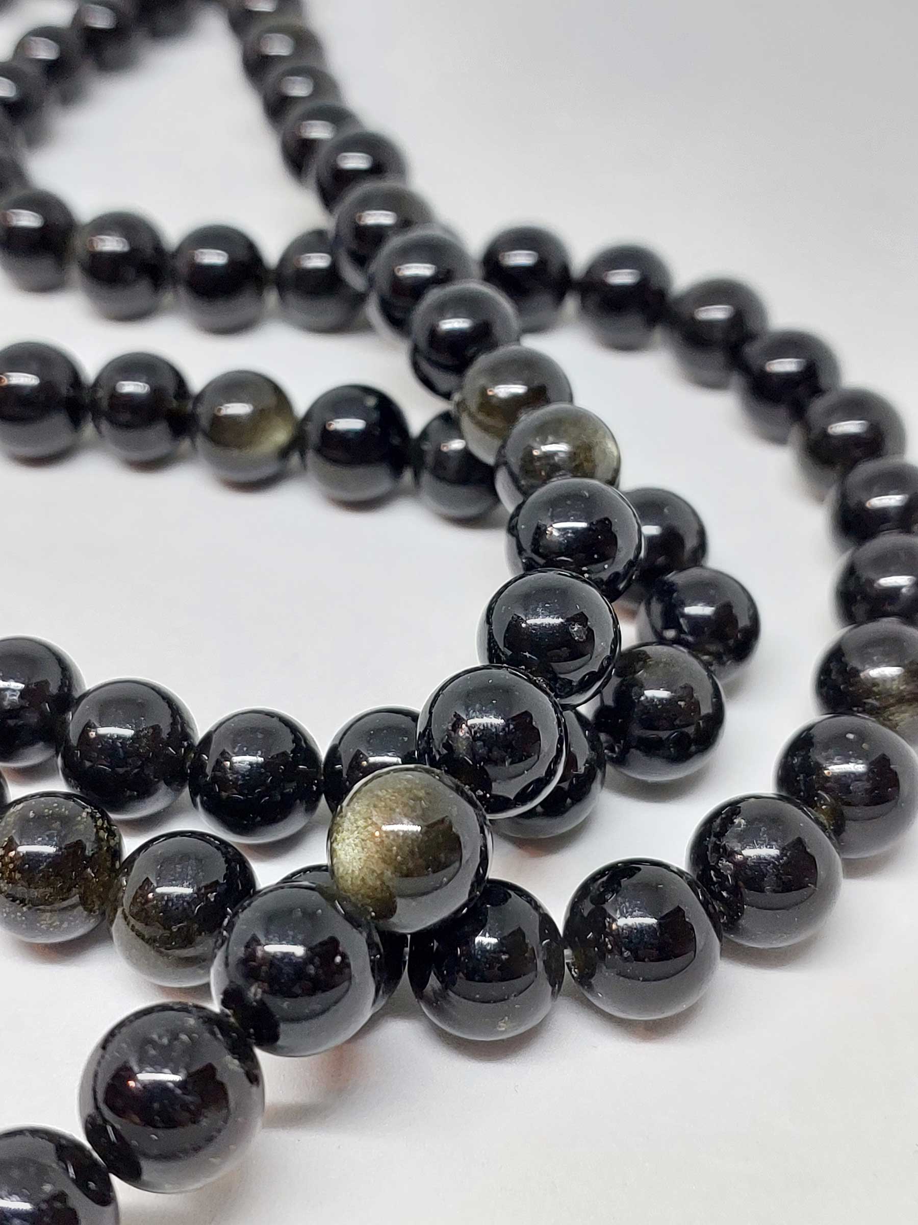 Golden & Siyah Obsidyen Taşı 10mm/adet - Görsel 2