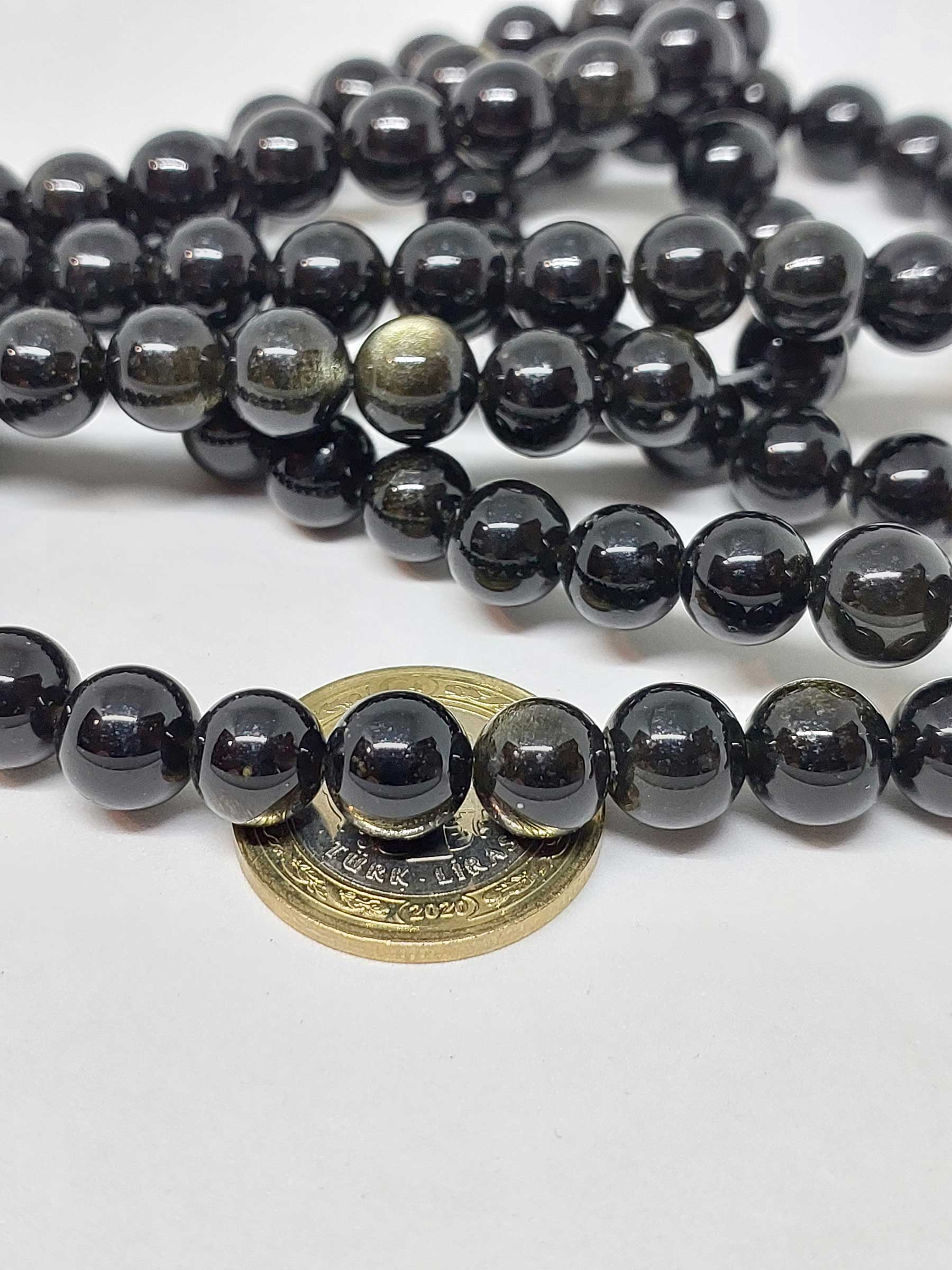 Golden & Siyah Obsidyen Taşı 10mm/adet