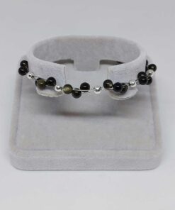 Golden & Siyah Obsidyen Taşı Bileklik 4mm