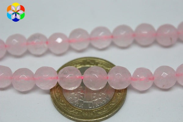 Pembe Kuvars Taşı Faset Kesim 8mm/adet