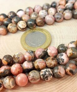 Rodokrozit Taşı Koyu Renk YARIM Dizi 8mm (18cm uzunluğundadır)