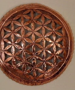 Bakır Yaşam Çiçeği Büyük Boy Kesme Grid Dekorasyonluk - Led Işıklı