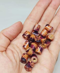 Desenli Ahşap Boncuk Silindir 8*10mm/40adet (54542)