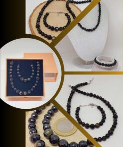 Parlayan Yıldızlar Serisi Golden Obsidyen Taşı Kolye & Bileklik Seti